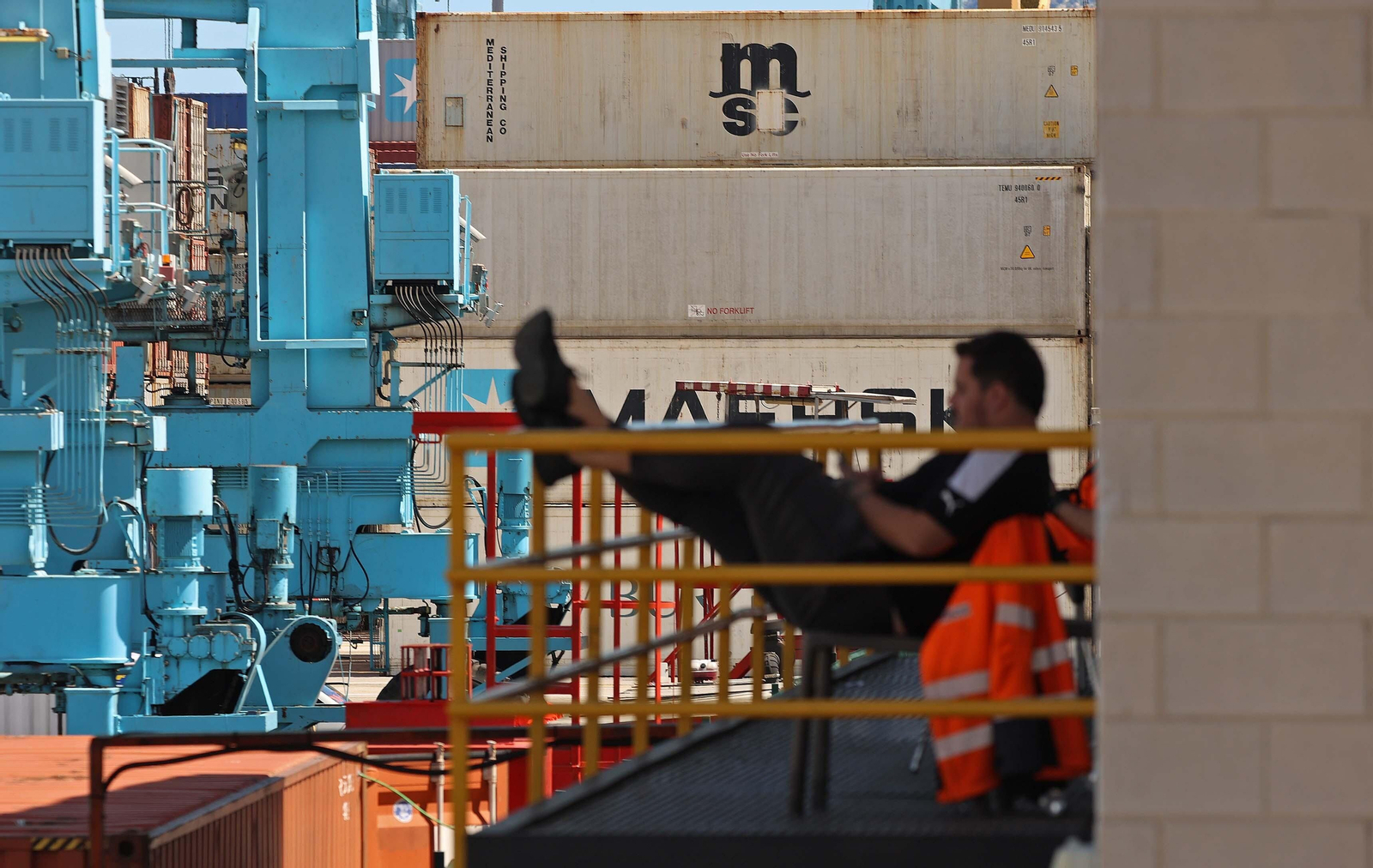 Imágenes de la protesta de la estiba por el sistema ETS en el puerto de Algeciras