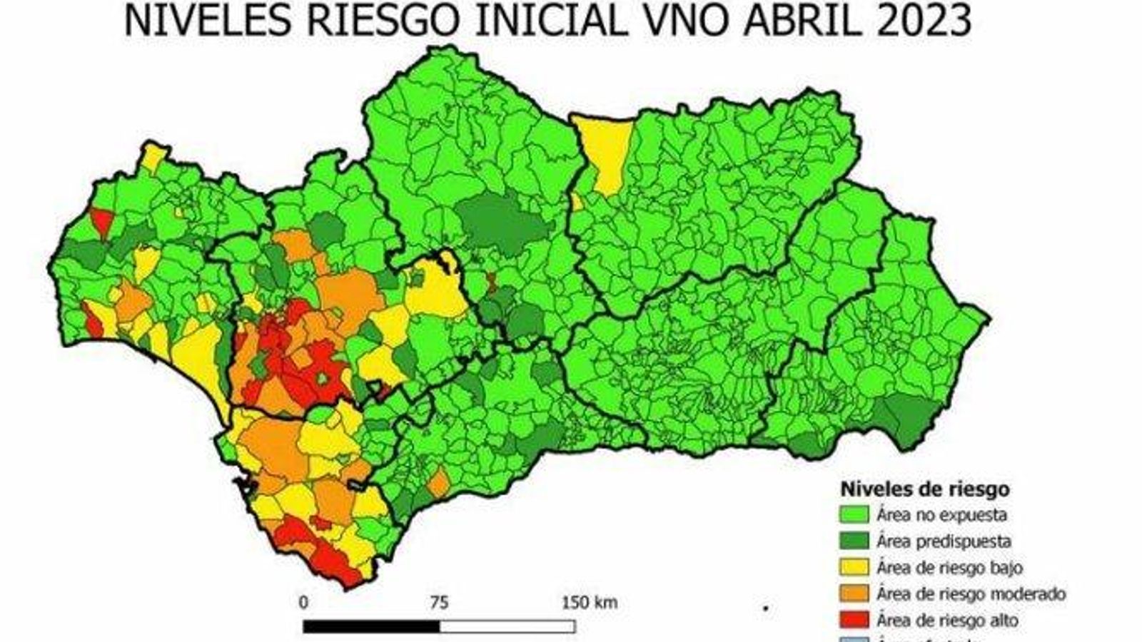 Niveles de riesgo inicial Virus del Nilo.