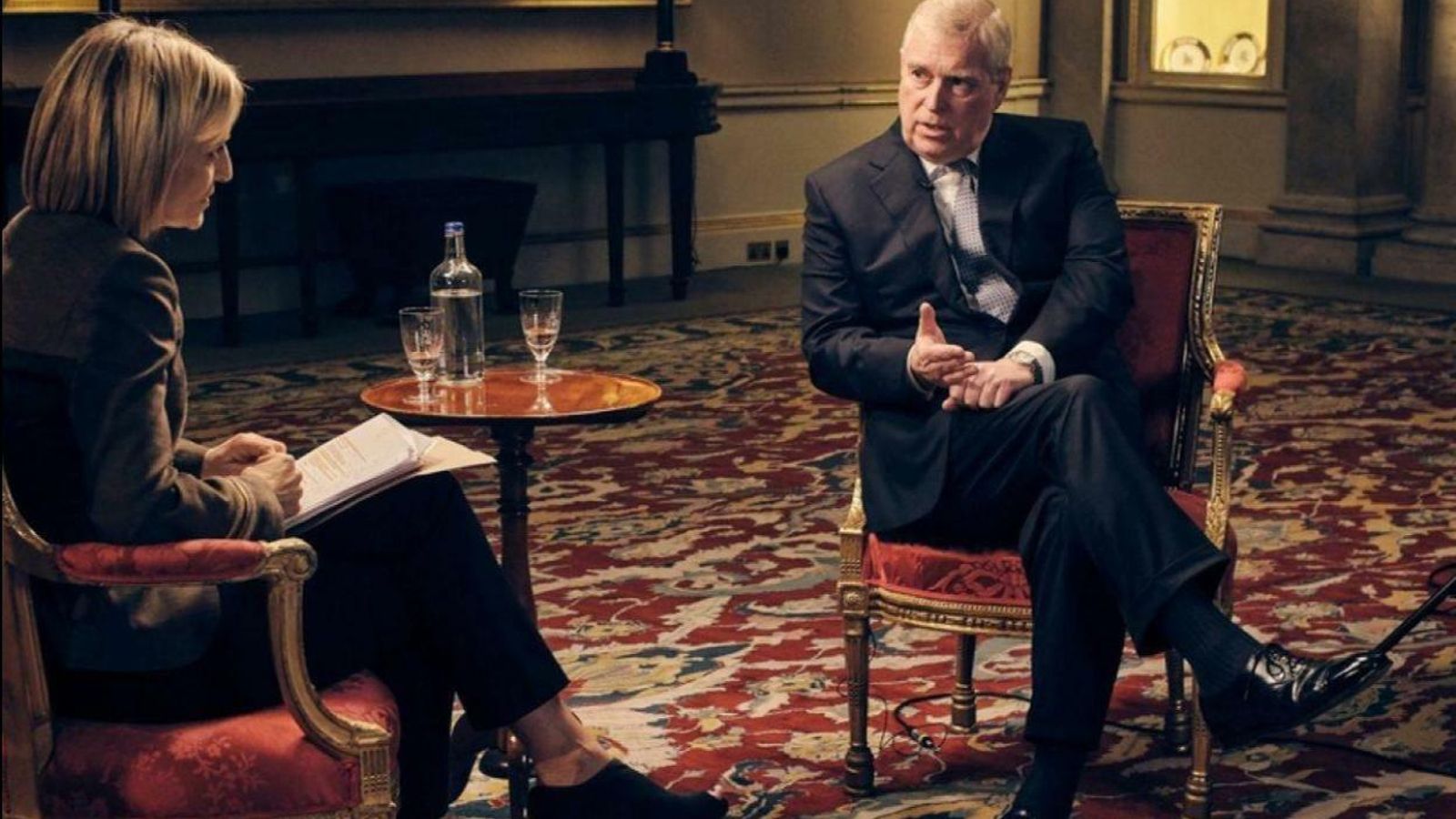 El príncipe Andrés, durante su entrevista del sábado en la BBC.