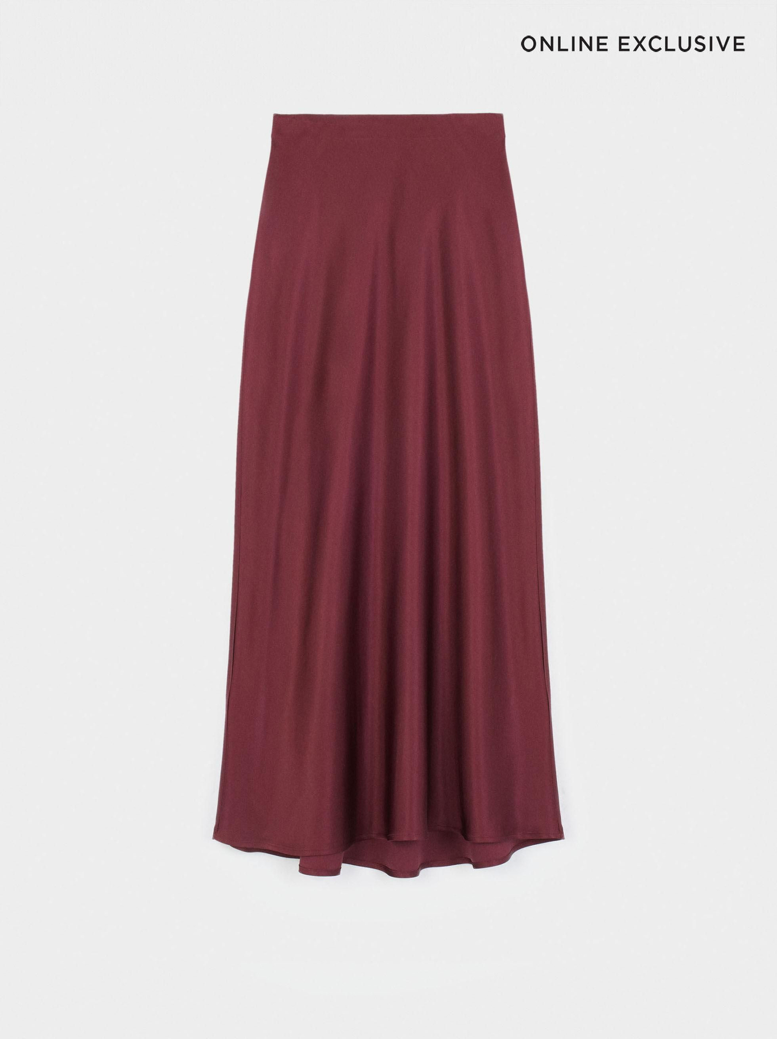 La falda midi de Parfois en color burdeos.