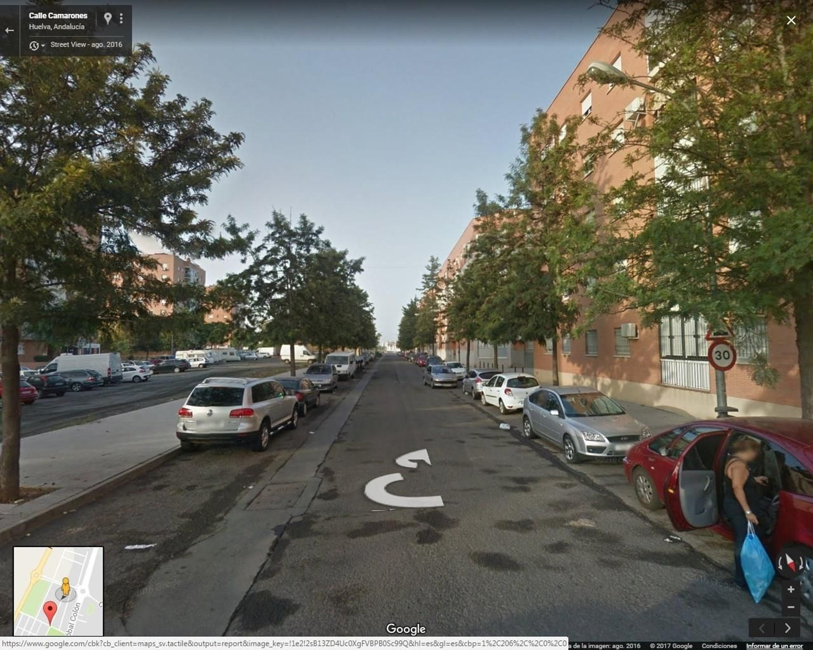 Calle Camarones, en Huelva.