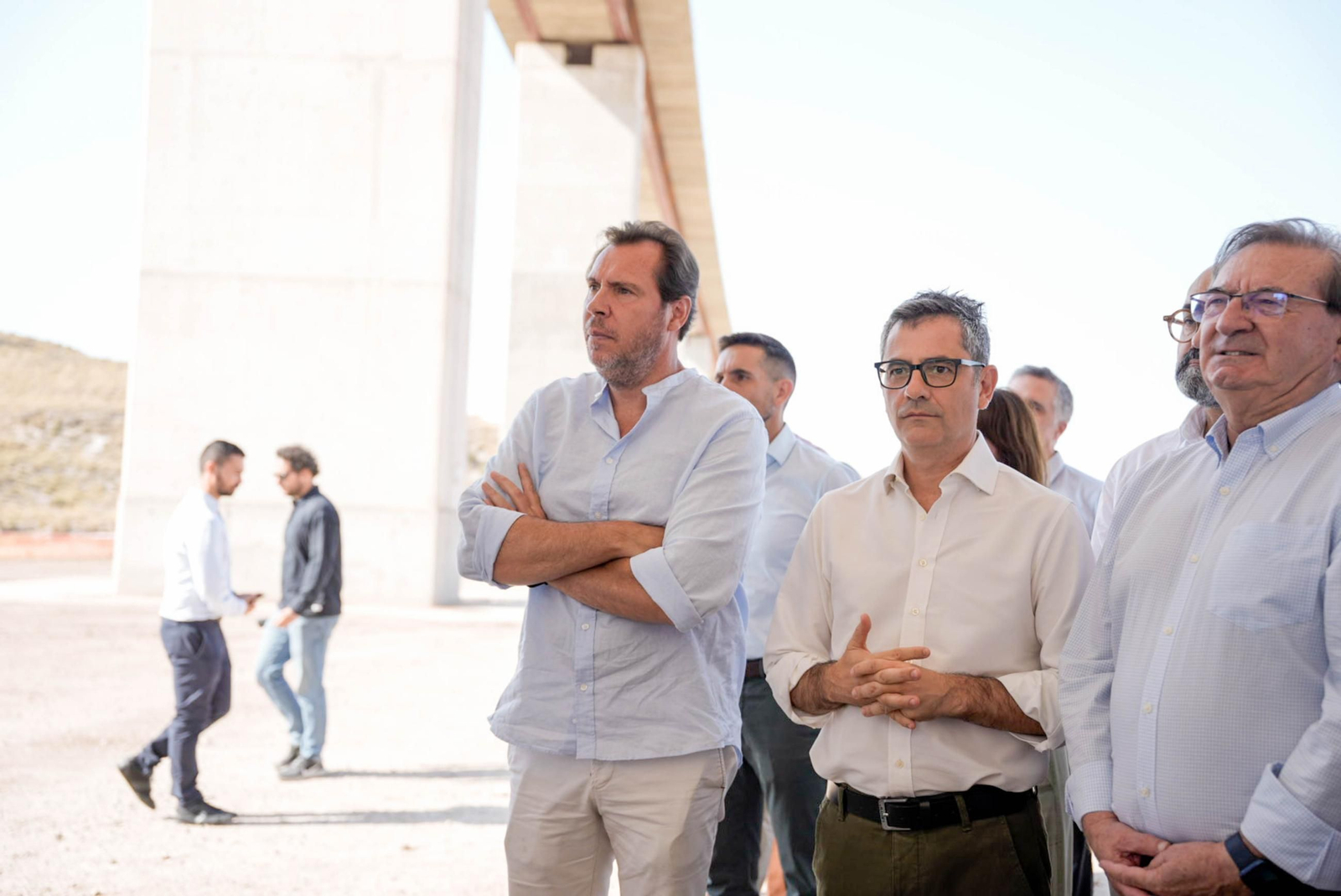 Los ministros Félix Bolaños y Óscar Puente visitan el viaducto de los Feos de Almería