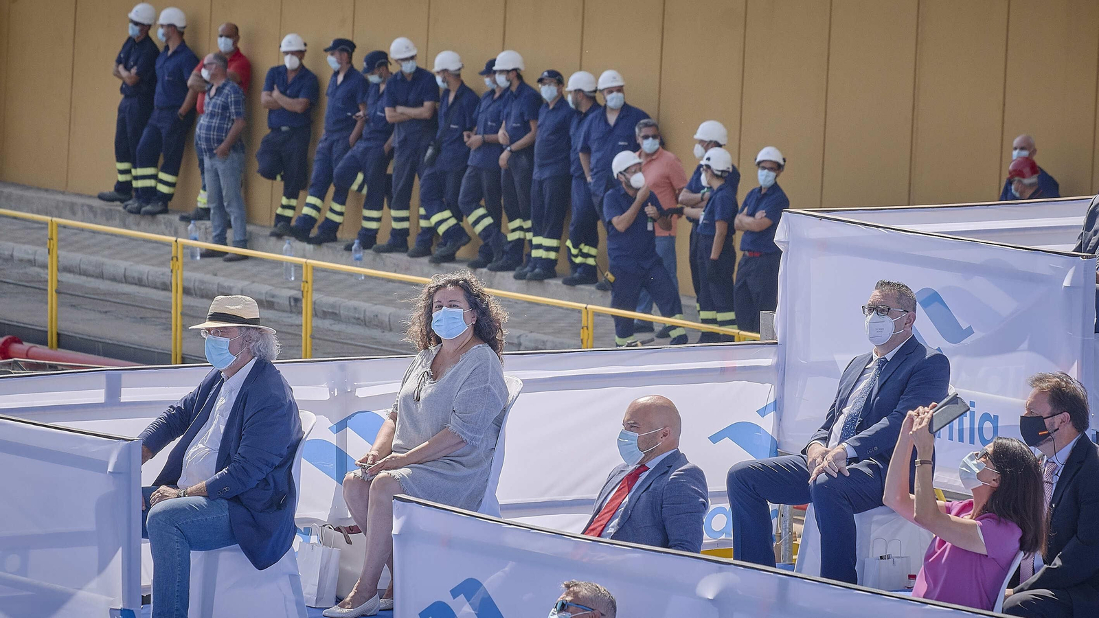 Botadura de  Al-Jubail, la primera de las cinco corbetas que Navantia construye para Arabia Saudí en el astillero de San Fernando.