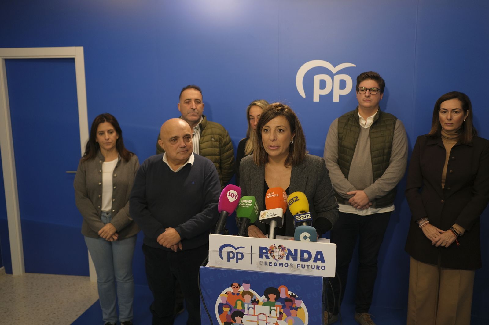 María de la Paz Fernández durante la intervención de la sede del PP