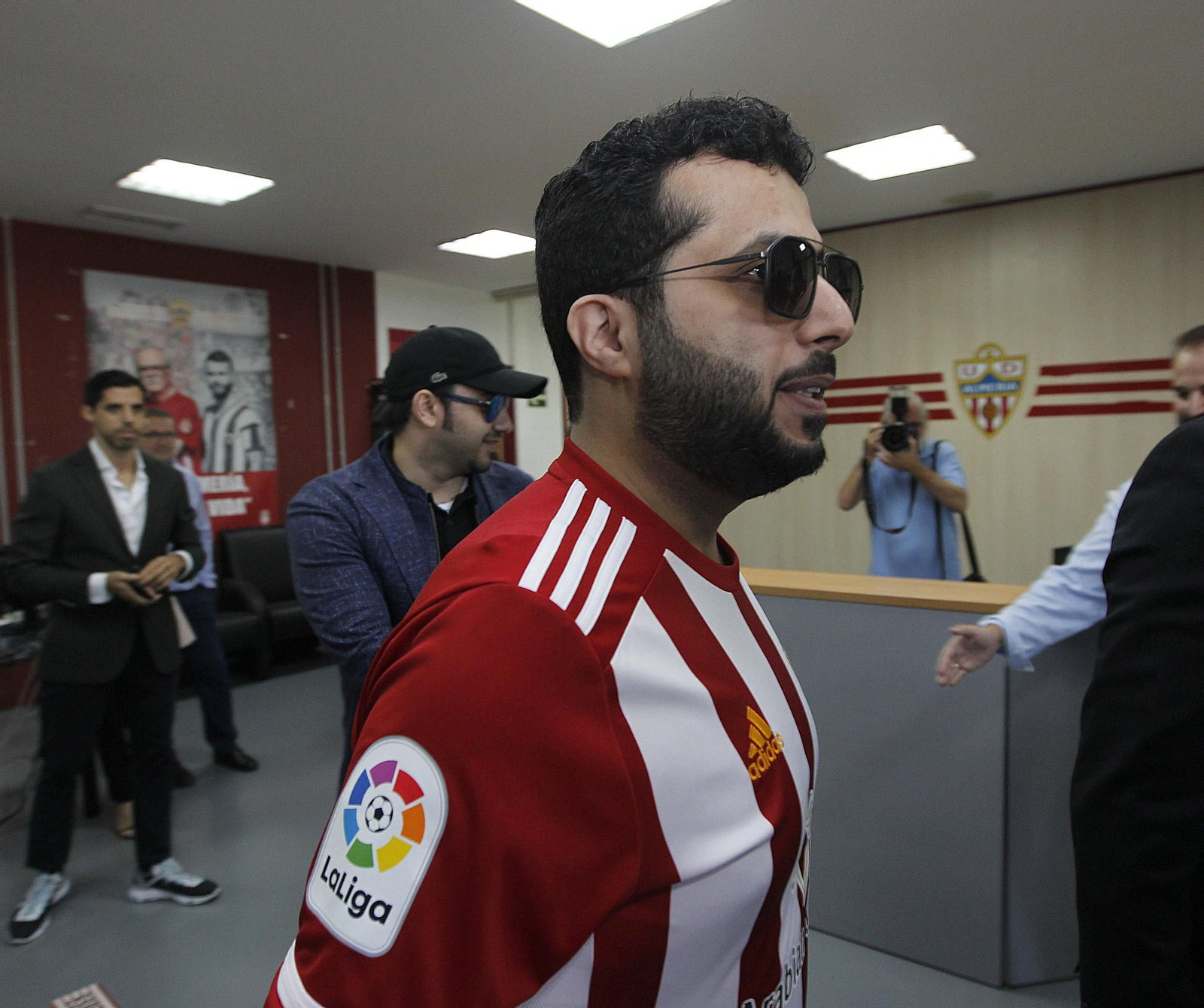 Turki Al-Sheikh, a su llegada al estadio del Almería.