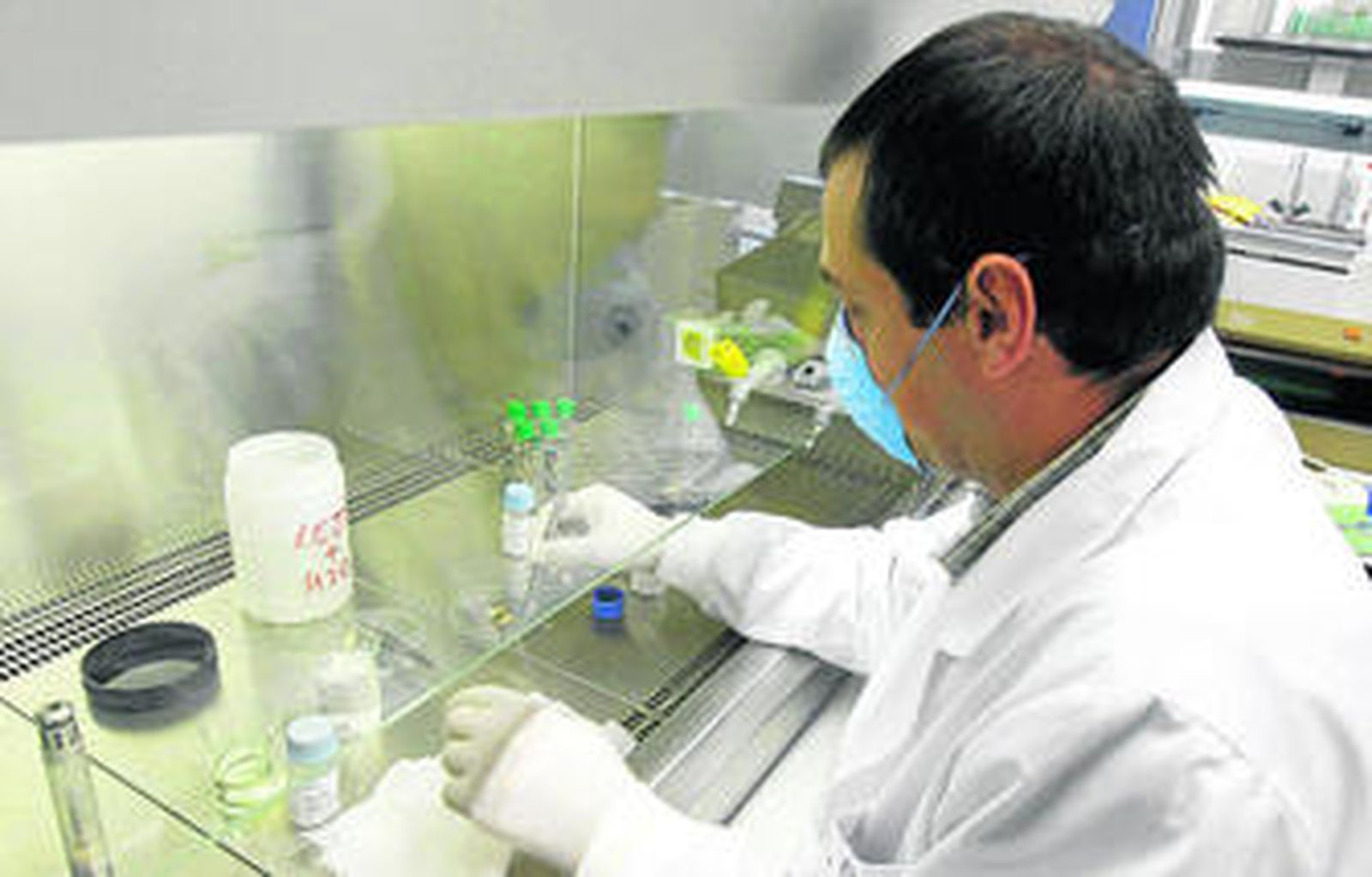 Uno de los trabajadores realiza pruebas en la sede de Instituto Nacional de Toxicología de Las Rozas.