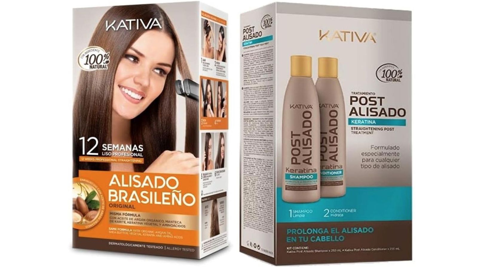 KATIVA Pack Alisado Brasileño de Keratina + Post Alisado de 2 Uds 650 ml