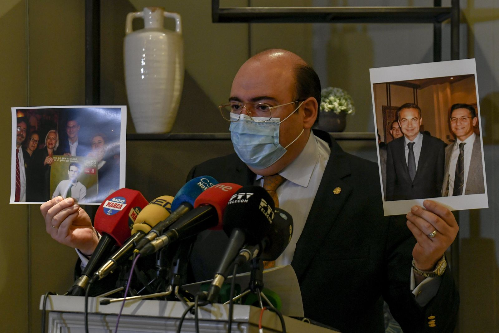 Sebastián Pérez, el 26 de mayo de 2021 en la famosa rueda de prensa del Hotel Meliá.