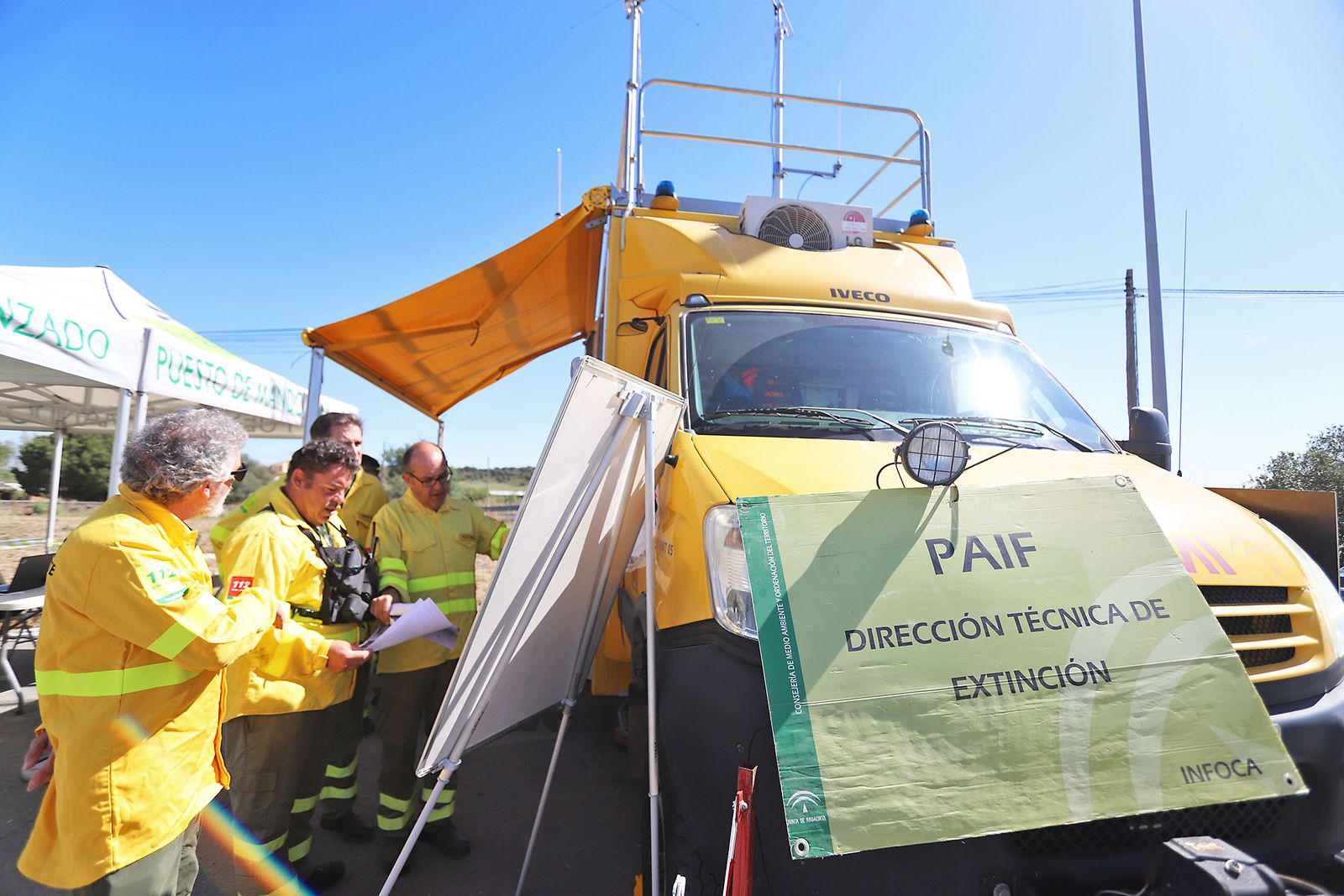 Imágenes del simulacro de incendio forestal que la Junta organiza en Aljaraque