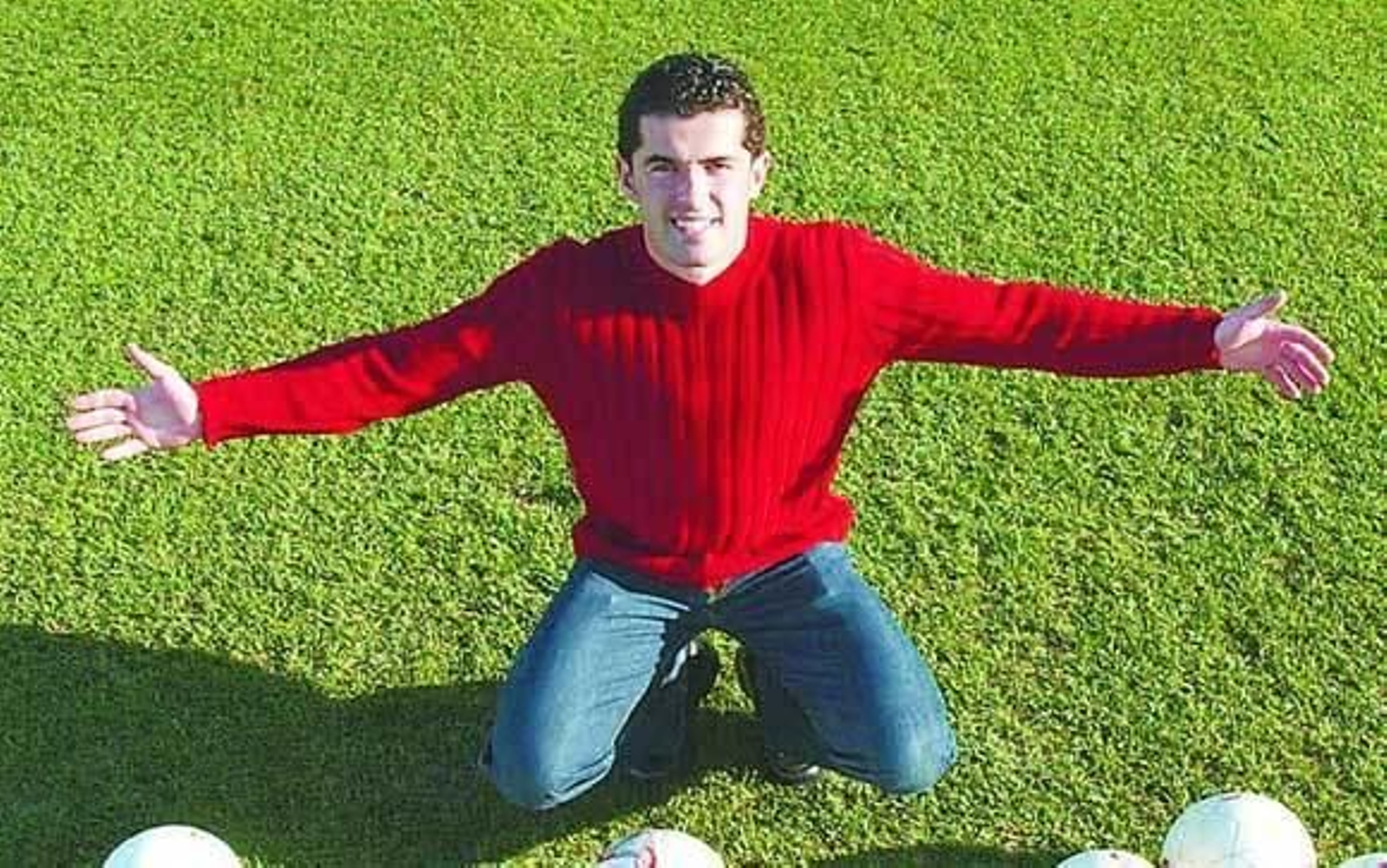 Celebrando los 100 partidos que había alcanzado con el Jerez Industrial.