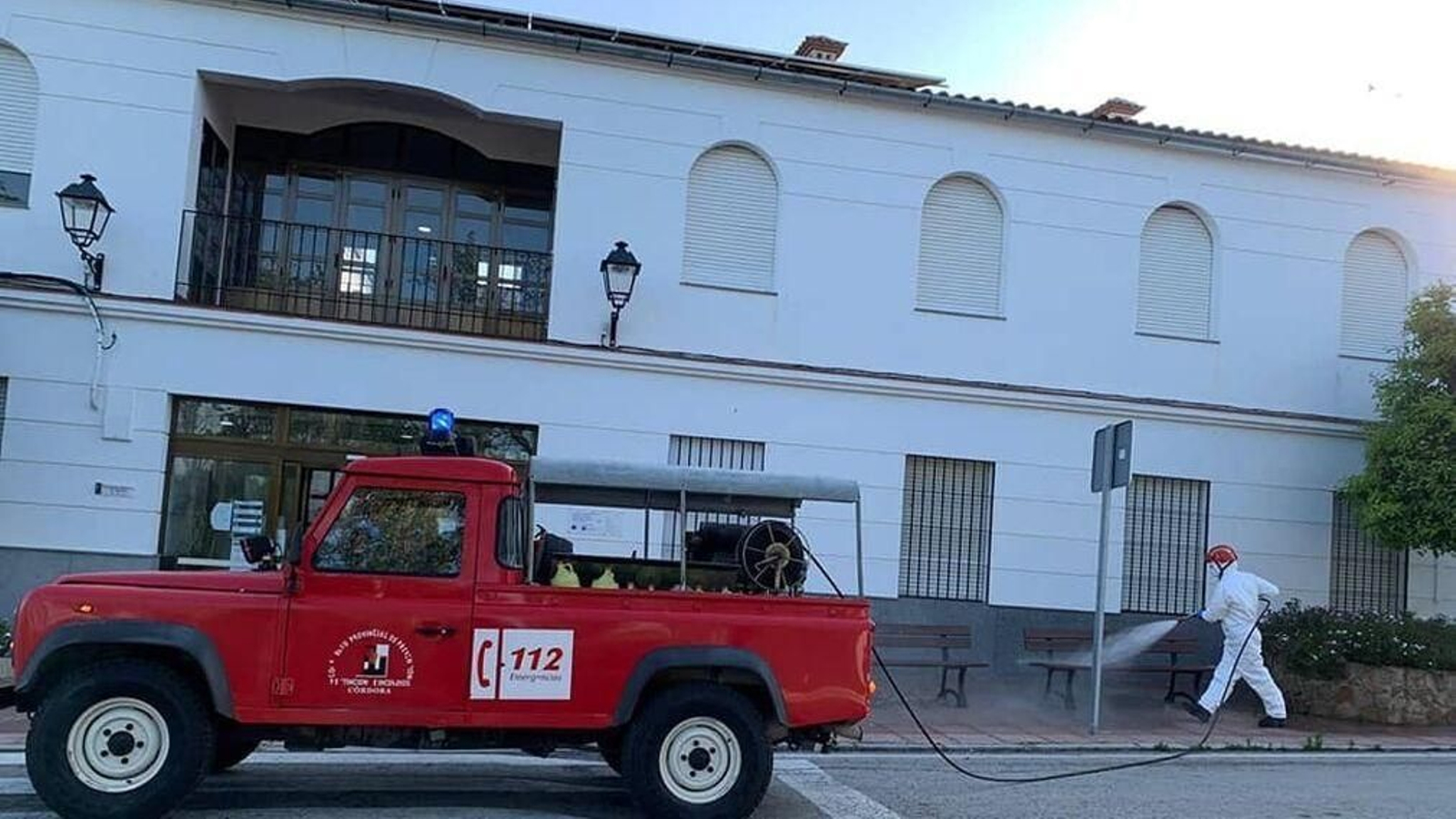 Trabajos de desinfección en Torrecampo durante los días más duros de la pandemia. Trabajos de desinfección en Torrecampo durante los días más duros de la pandemia.