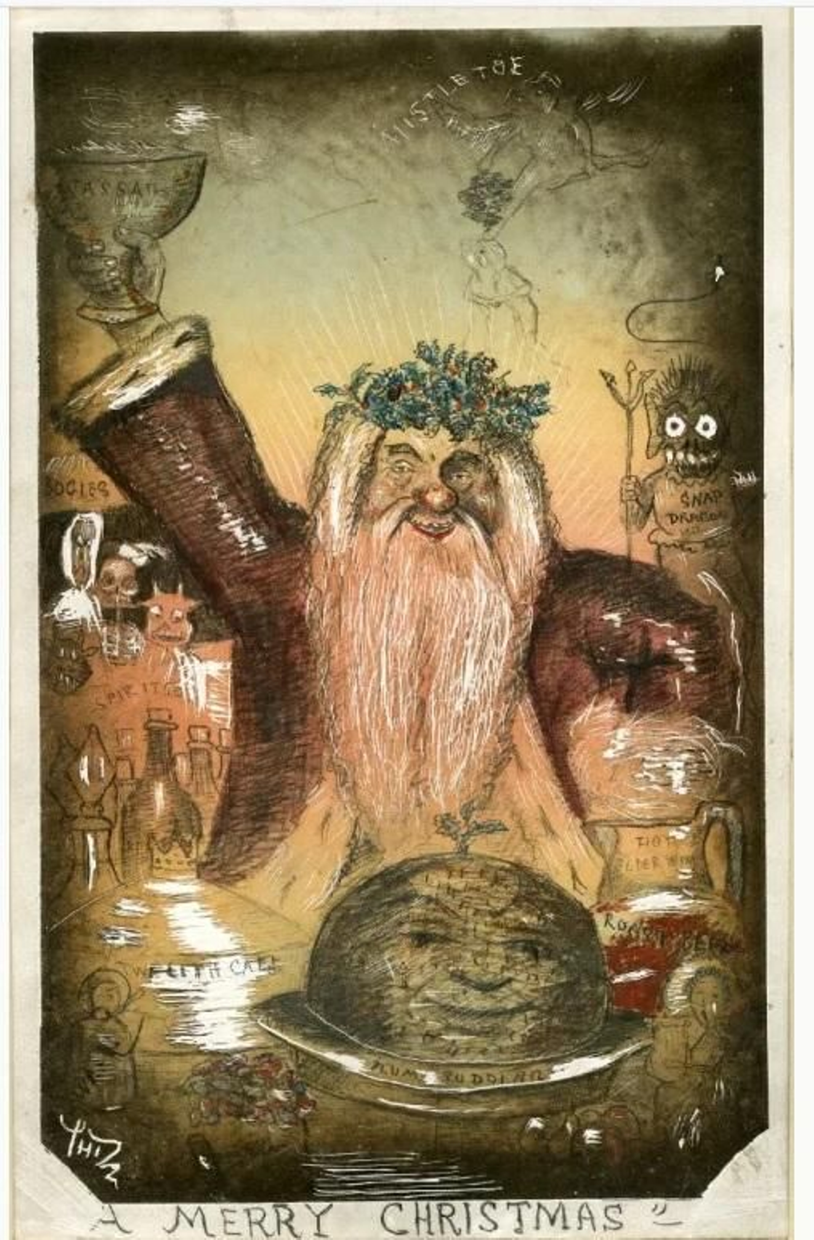 Representación del Old Father Christmas en un grabado del XIX.