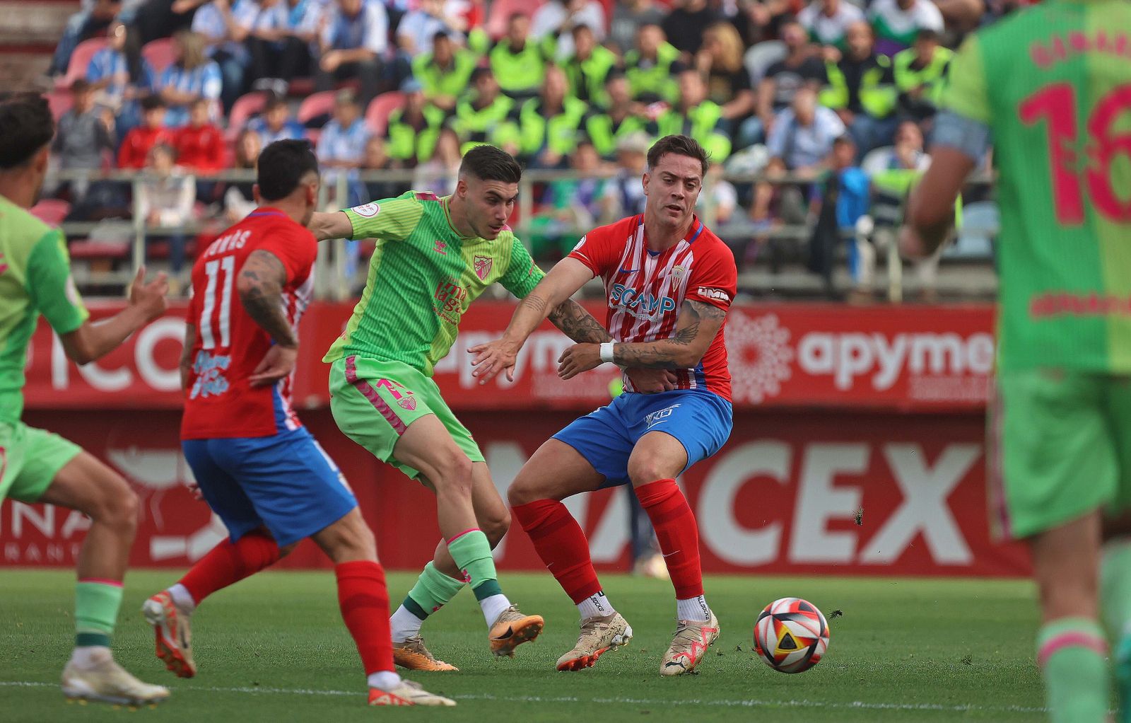 Juan Rodríguez, frente al Málaga en el Nuevo Mirador