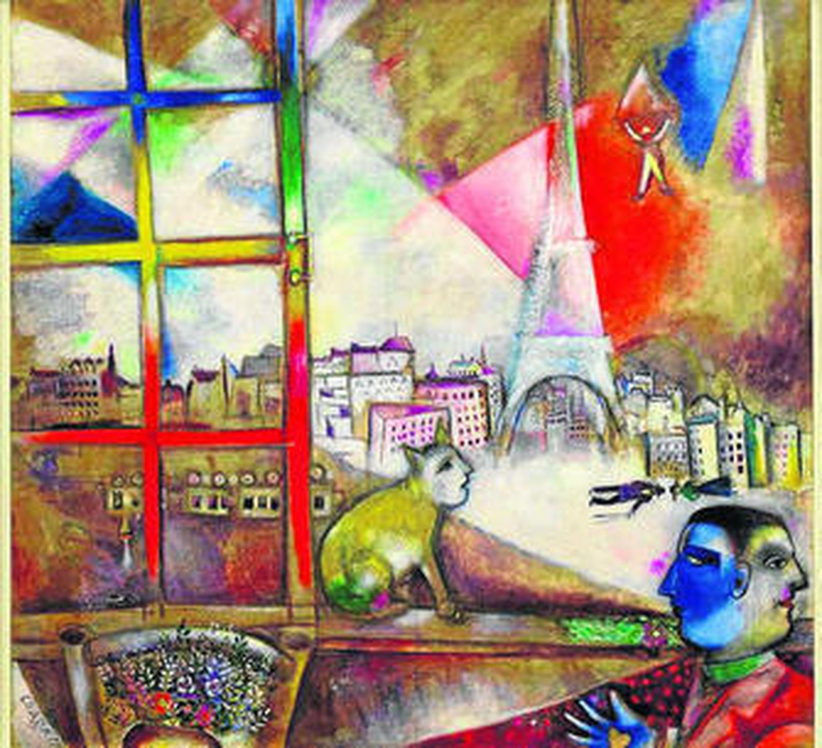 1. 'Ciudad Muralla' (1995-2000), de Miquel Navarro. 2. 'Ciento cincuenta Marilyns multicolores' (1979), de Andy Warhol. 3. 'París a través de la ventana' (1913), de Marc Chagall. 4. 'Mural n.831' (1997), de Sol LeWitt. 5. 'La espera' (1974), de Darío Villalba, en primer término, y a la derecha un visitante fotografiando 'In' (1962), un óleo de Roy Lichtenstein. 6. 'Komposition 8' (1923), de Vasily Kandinsky. 7. 'Lo profundo es el aire' (1996), de Eduardo Chillida.