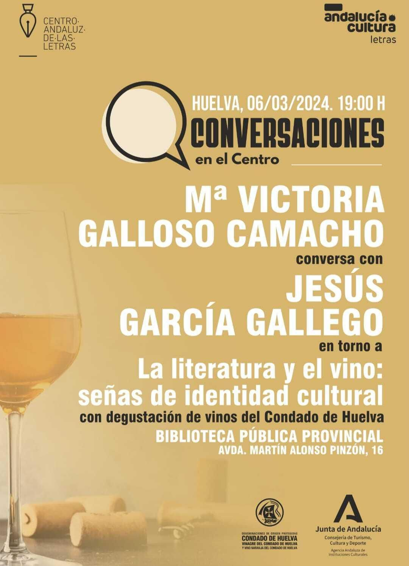Encuentro sobre la literatura y el vino en la Biblioteca de Huelva