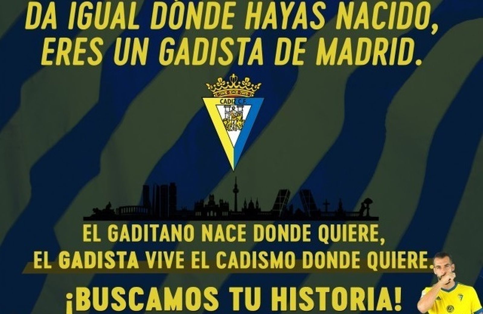 Cartel anunciador de la iniciativa con los cadistas del exterior.