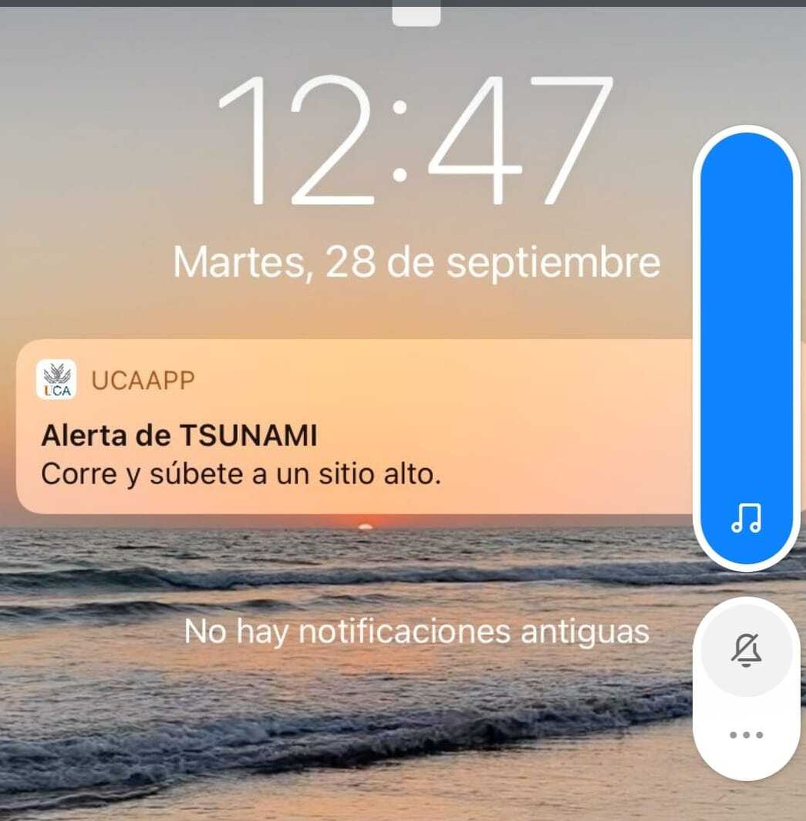 Captura de pantalla del bulo sobre un supuesto tsunami.