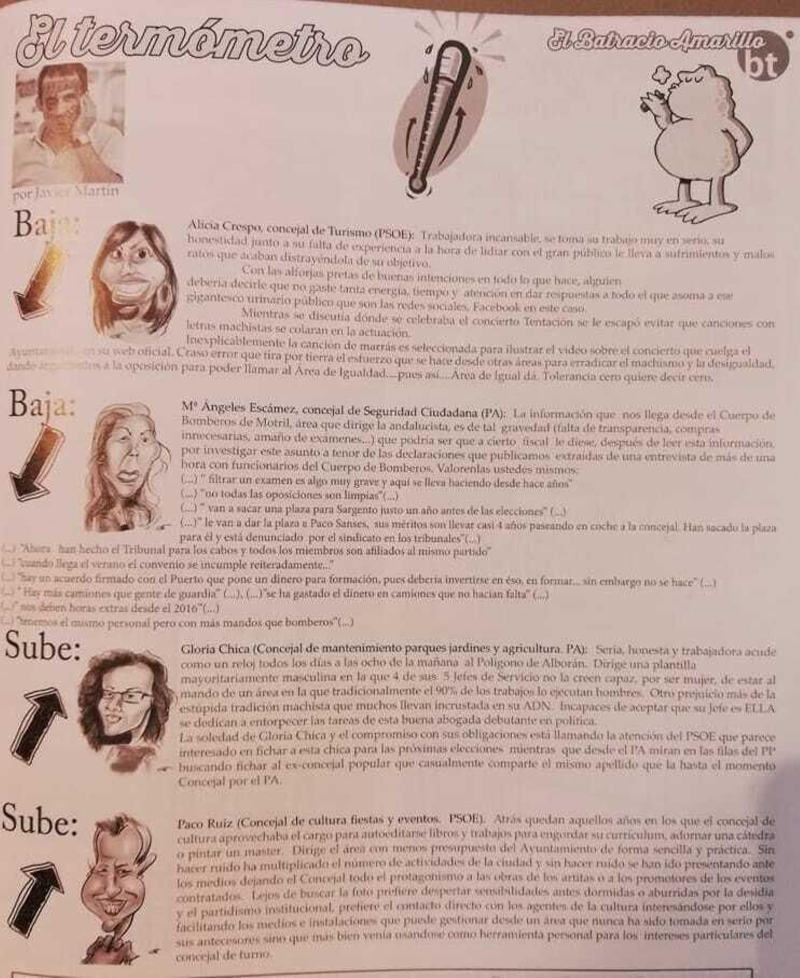 Página del 'El Batracio Amarillo' que ha generado la polémica con el bombero de Motril.
