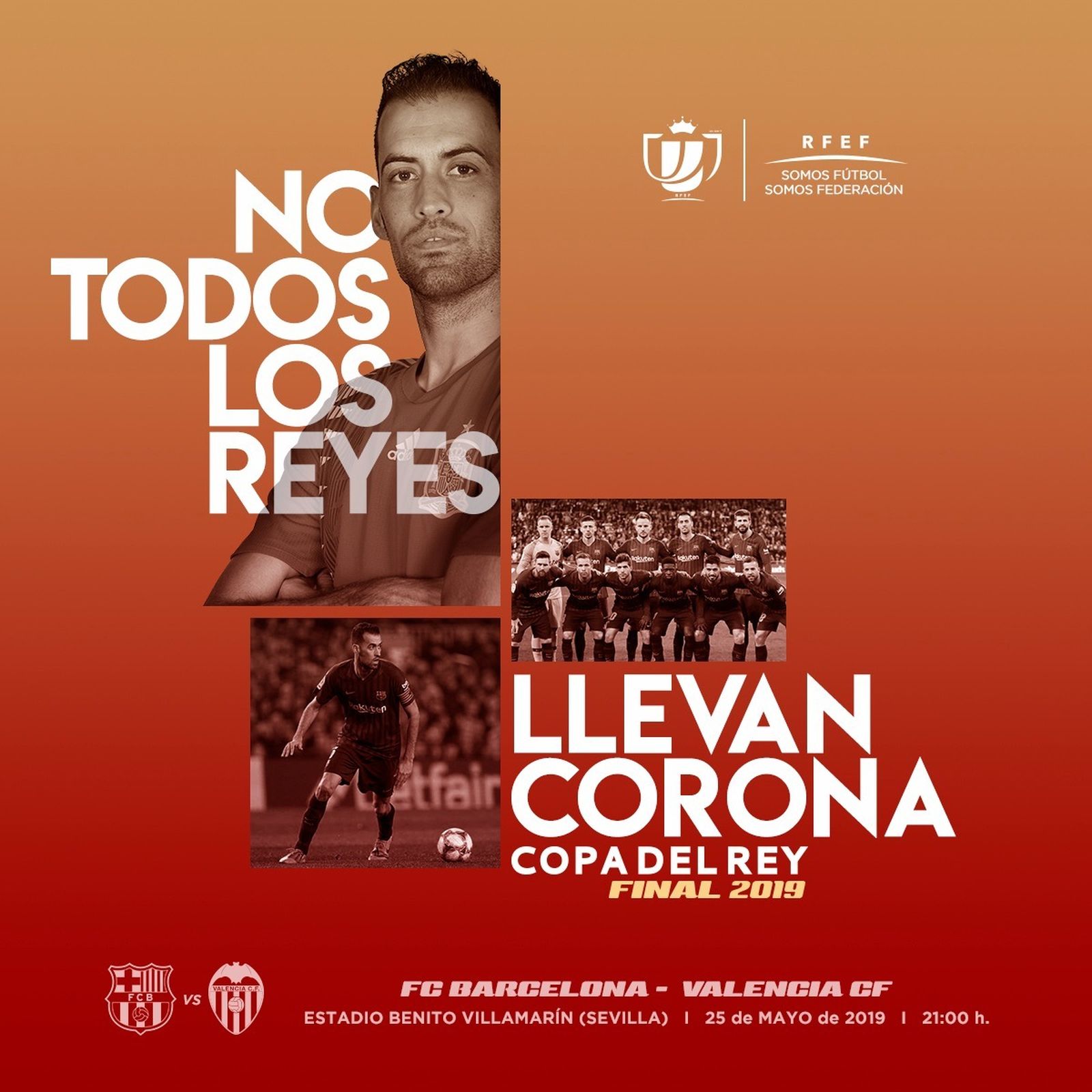 Busquets ilustra el cartel de la Federación sobre la Copa.