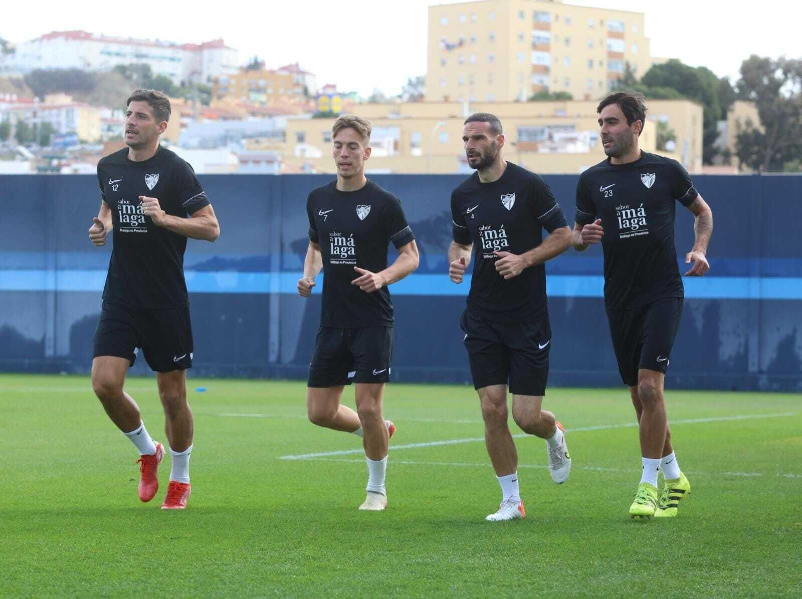 Chavarría, Paulino, Lombán y Escassi, en un entrenamiento.