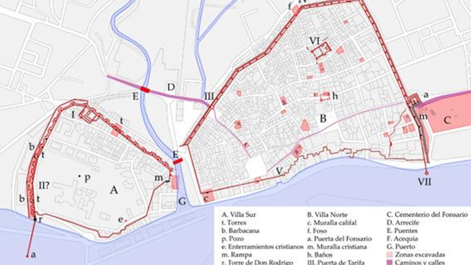 Plano de la Algeciras medieval.