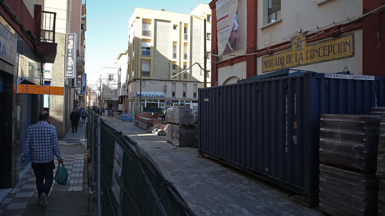 Obras del mercado de La Línea, el pasado mes de enero.