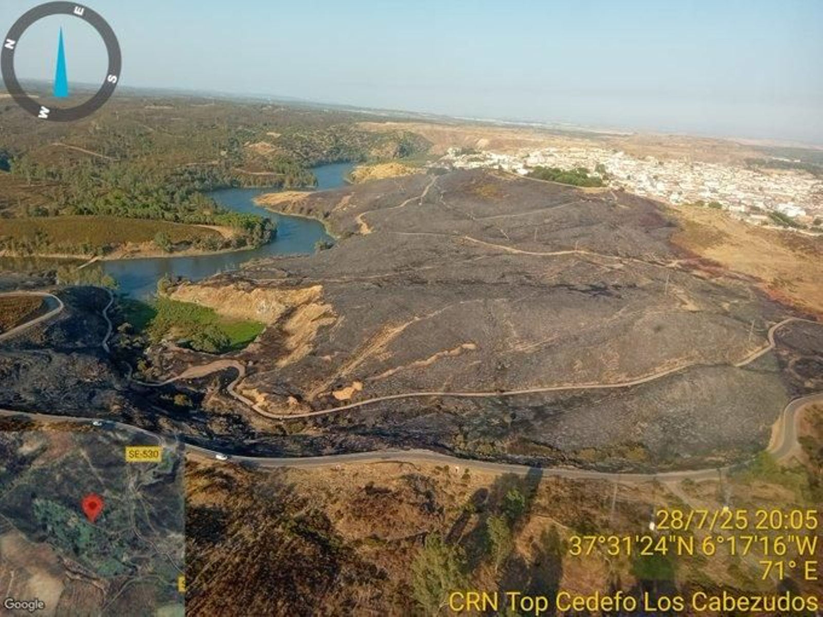 Zona quemada por el incendio en Aznalcóllar. Zona quemada por el incendio en Aznalcóllar.