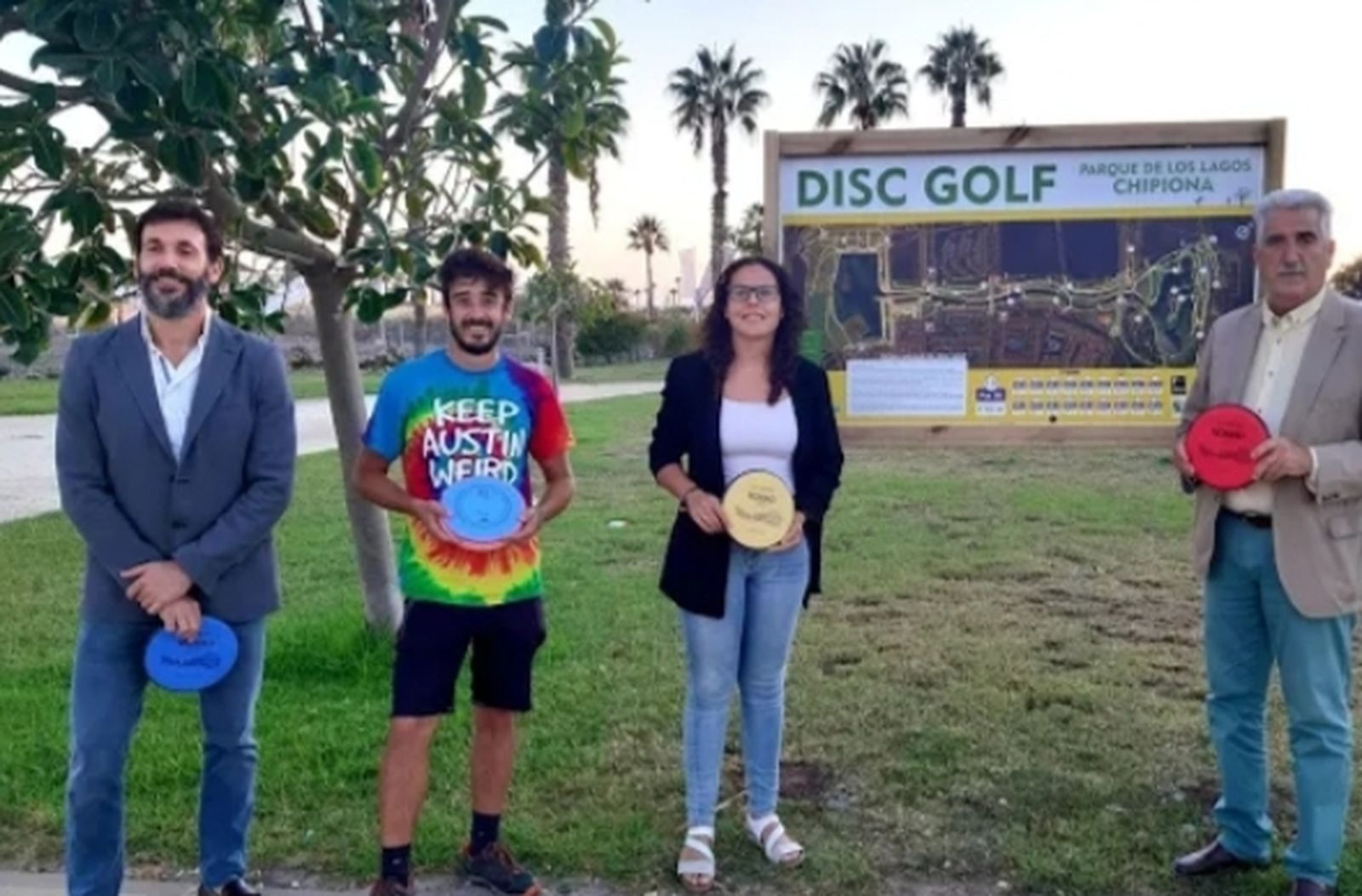 La inauguración del campo municipal de disc golf en Costa Ballena Chipiona el pasado mes de octubre.