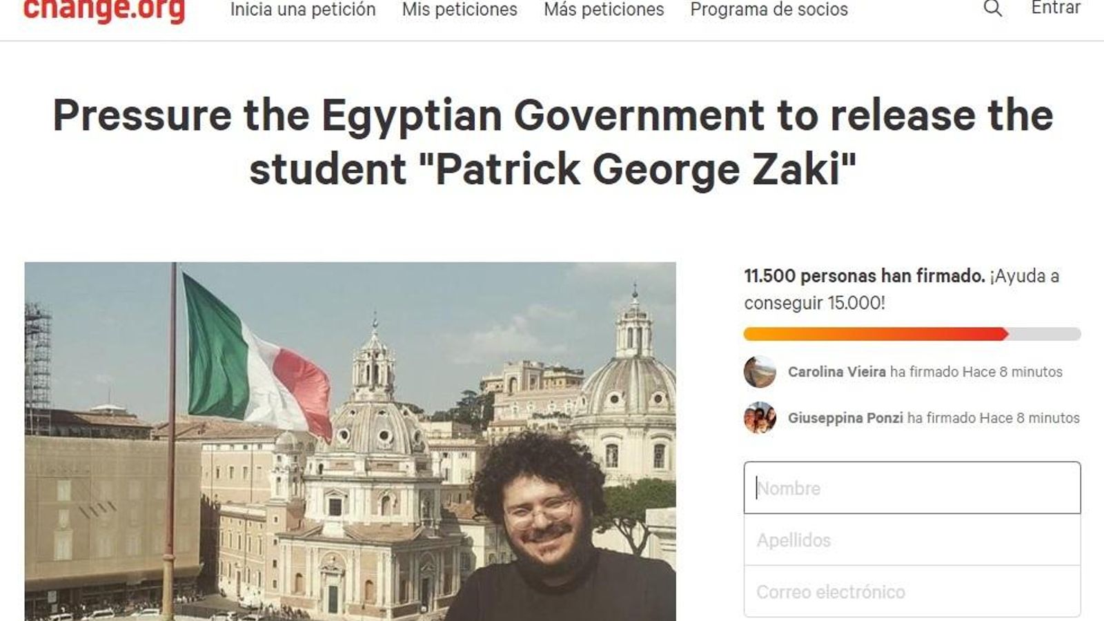 La petición en Change ha sido firmada por casi 12.000 personas.