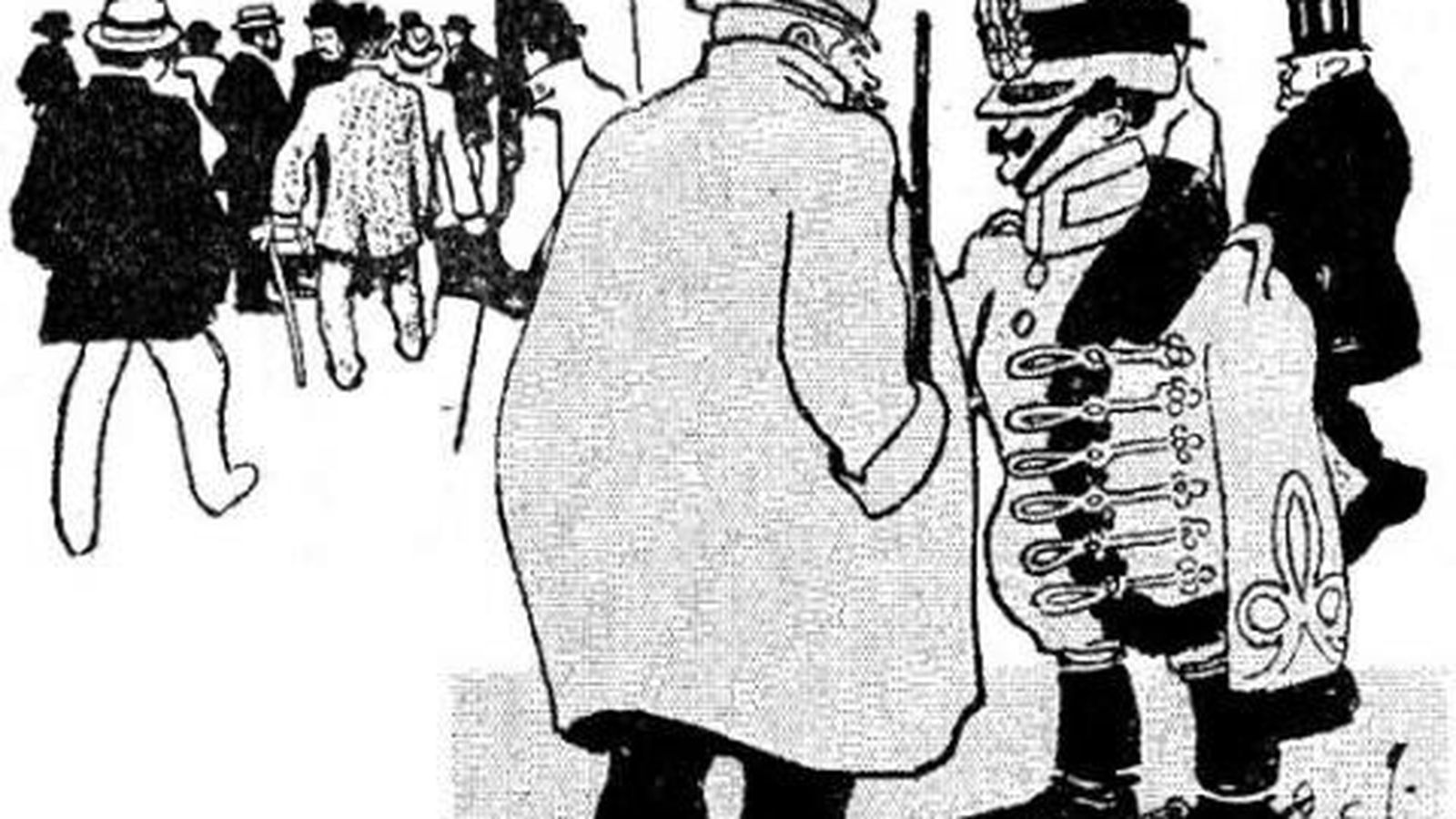 Caricatura política contra los militares en España.