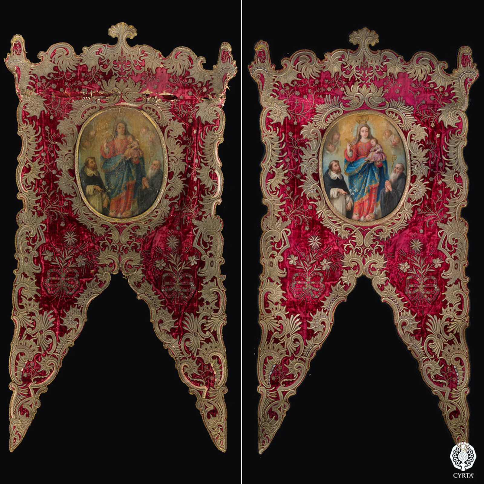 El Simpecado antes y después de la restauración