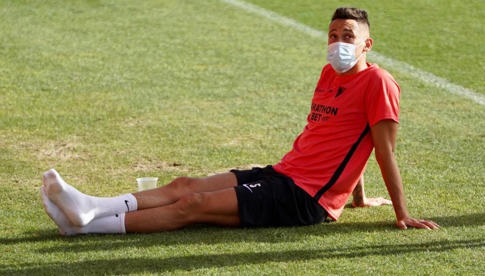 Ocampos, durante el entrenamiento de la mañana del domingo.
