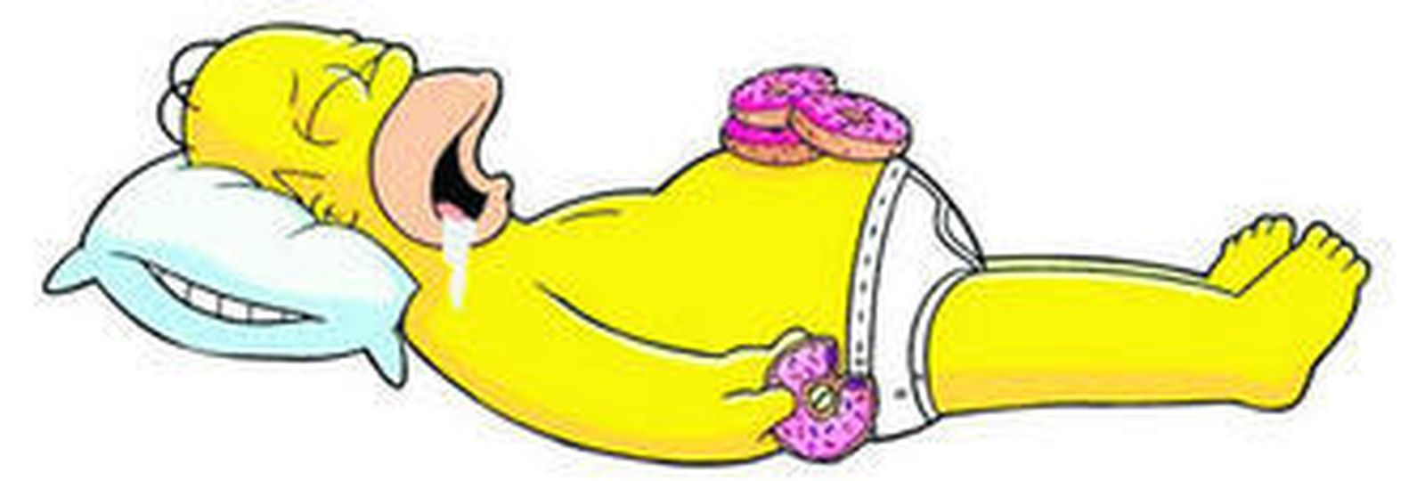 Un durmiente Homer, ligado a sus rosquillas glaseadas, una de sus aficiones favoritas. En un recuadro, Carlos Ysbert, que pone voz al personaje.