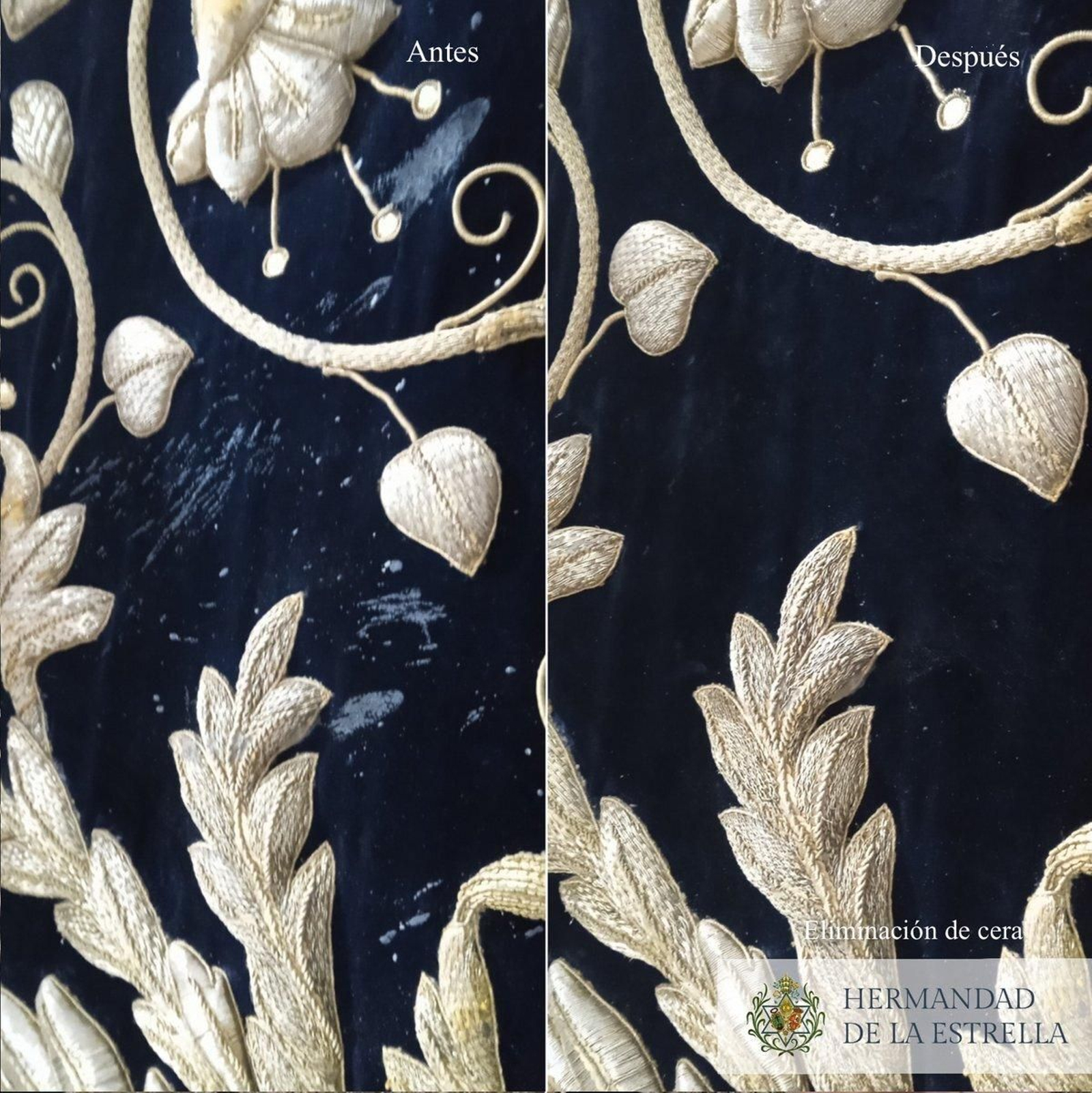 Otra fotografía de la restauración, eliminando la cera