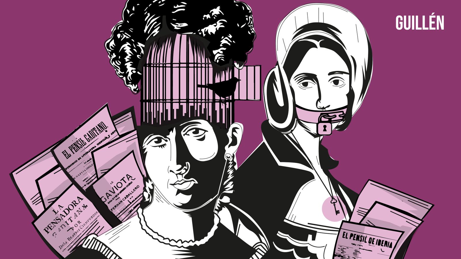 Ilustración de Miguel Guillén sobre las librepensadoras gaditanas.