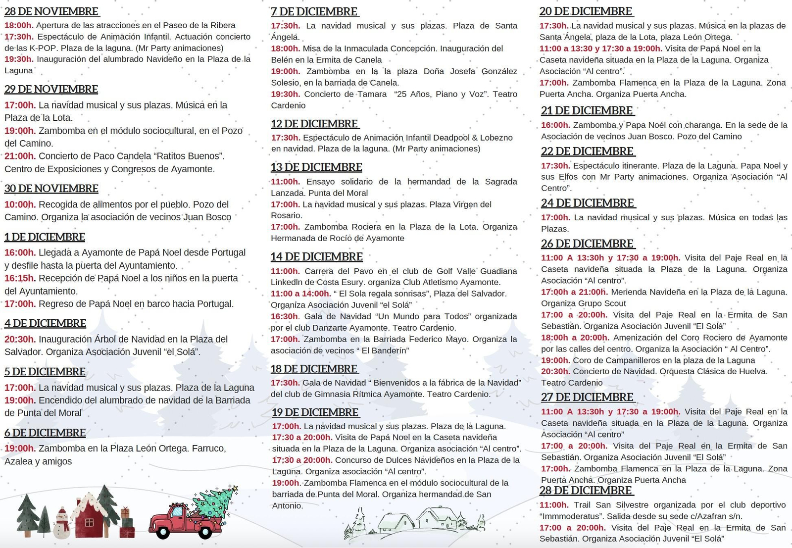 Programación Navidad 2025 en Ayamonte