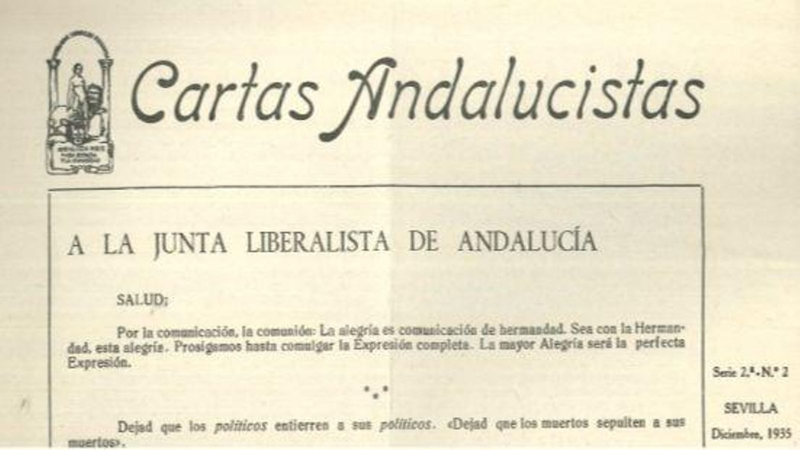 Otra de las cartas de Blas Infante, localizada por Manuel Ruiz.