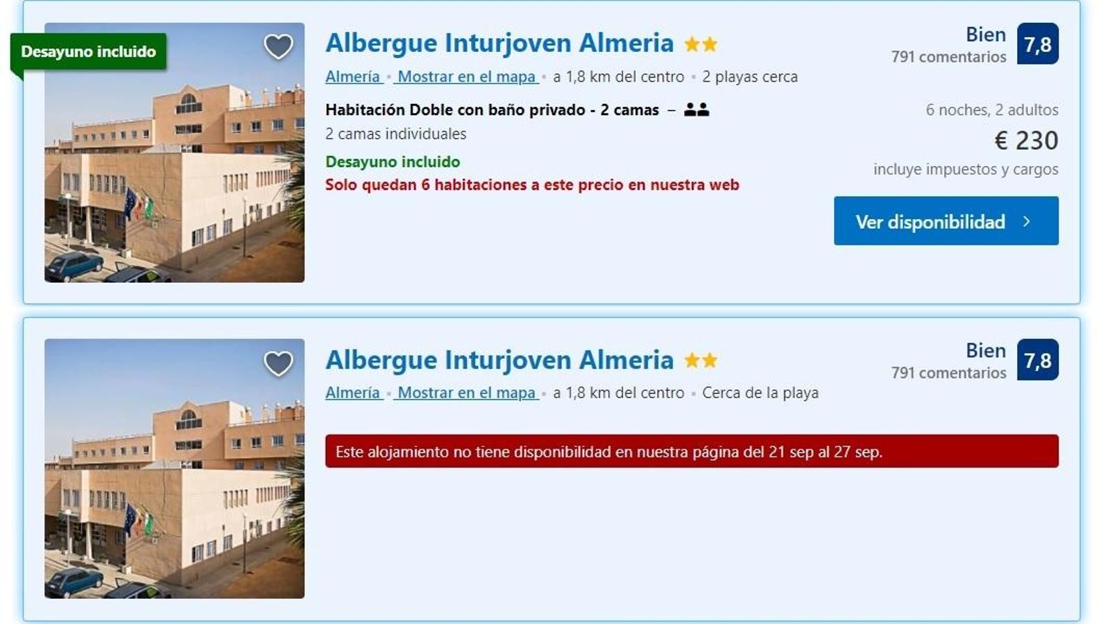 De un día para otro se evidencia el cambio de planes en la plataforma de venta. Ayer no tenía disponibilidad, hoy sí.