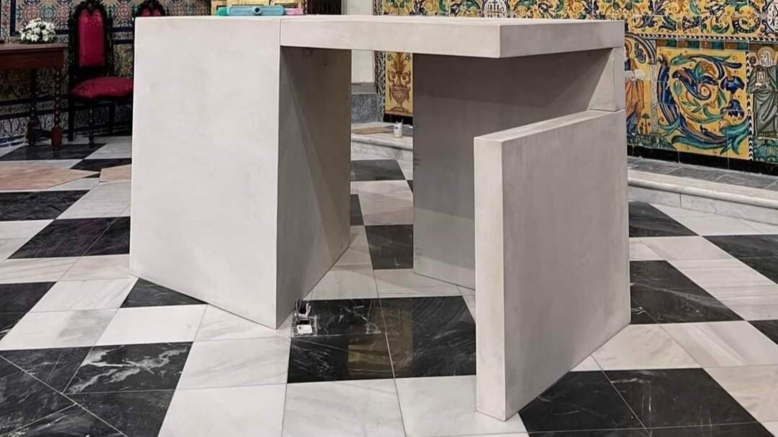 La mesa que se instaló la semana pasada y que generó gran polémica.