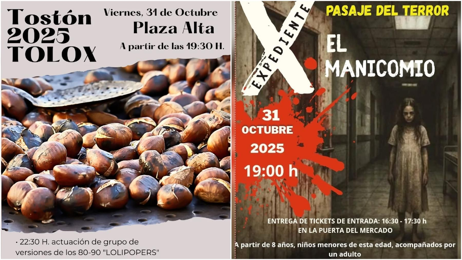 Los carteles de la Fiesta del Tostón y el Paseje del Terror de Tolox. Los carteles de la Fiesta del Tostón y el Paseje del Terror de Tolox.