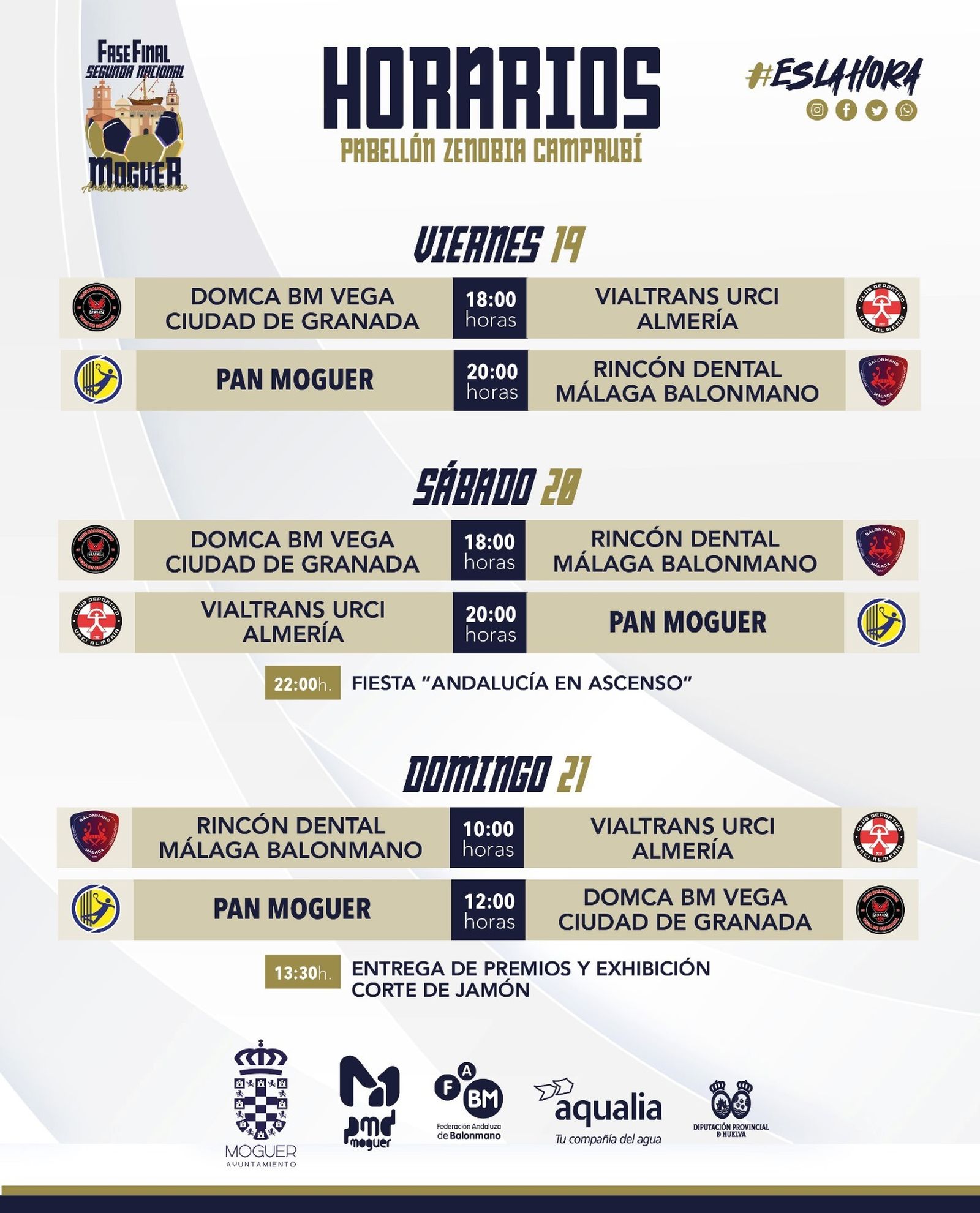 Horarios de los partidos de la fase final.