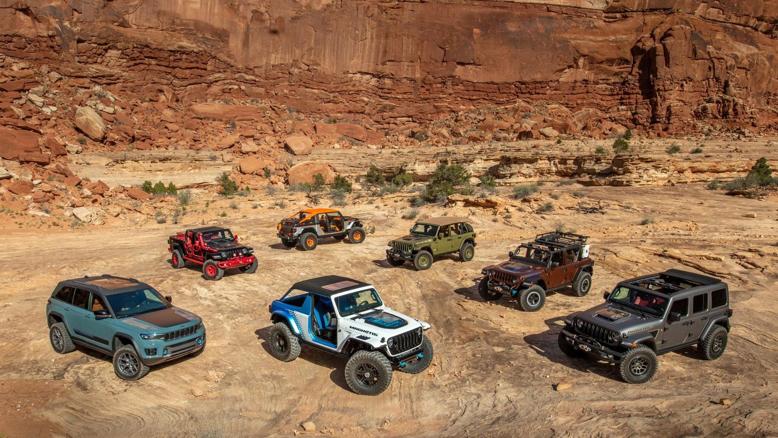 Jeep ha presentado siete nuevas versiones extremas, entre ellas esta del Wrangler eléctrico.