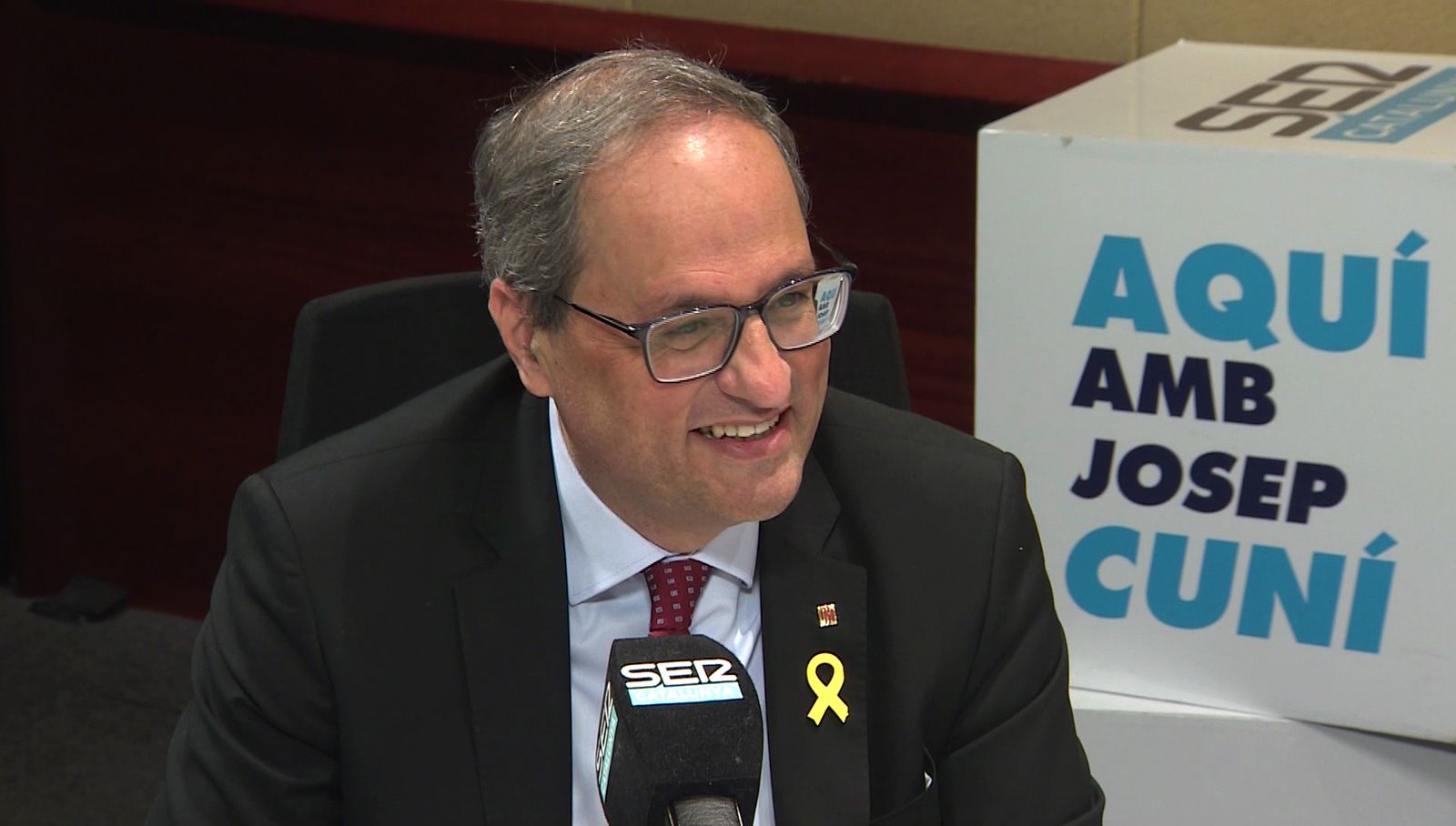El presidente de la Generalitat, Quim Torra, durnate una entrevista este jueves en la Cadena Ser Catalunya.