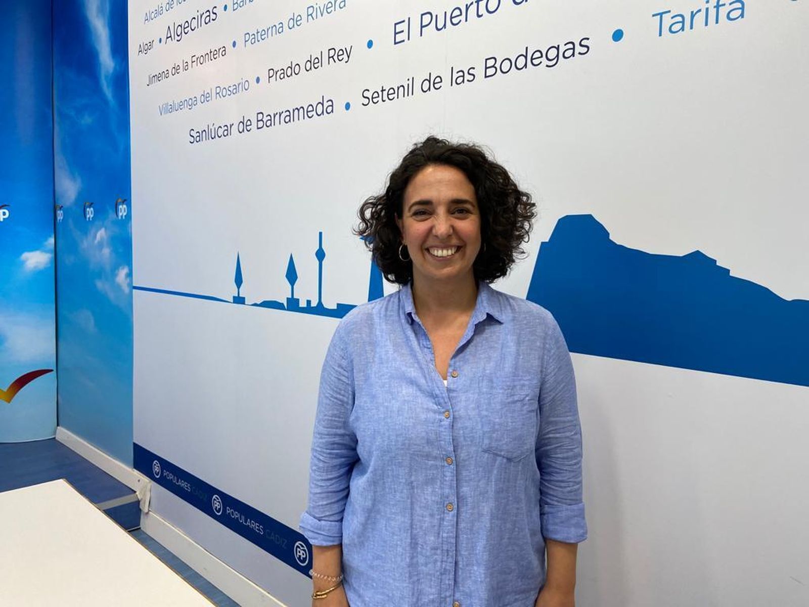 Carmen Sánchez en la sede del PP.