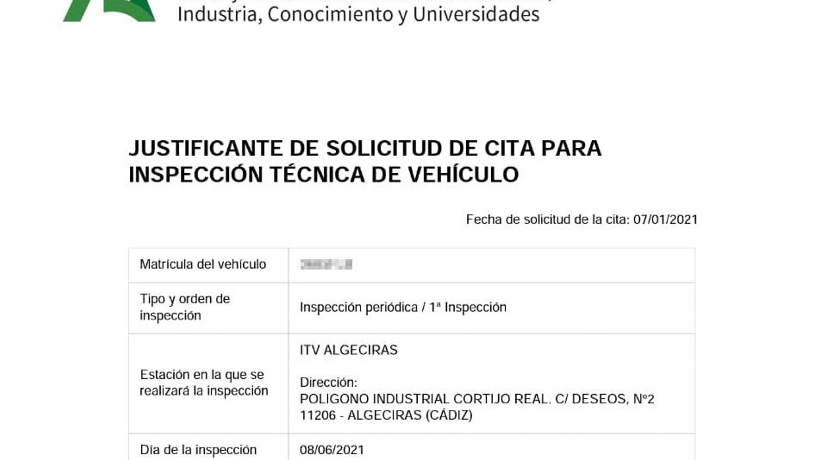Resguardo de solicitud de cita previa en Algeciras. Resguardo de solicitud de cita previa en Algeciras.