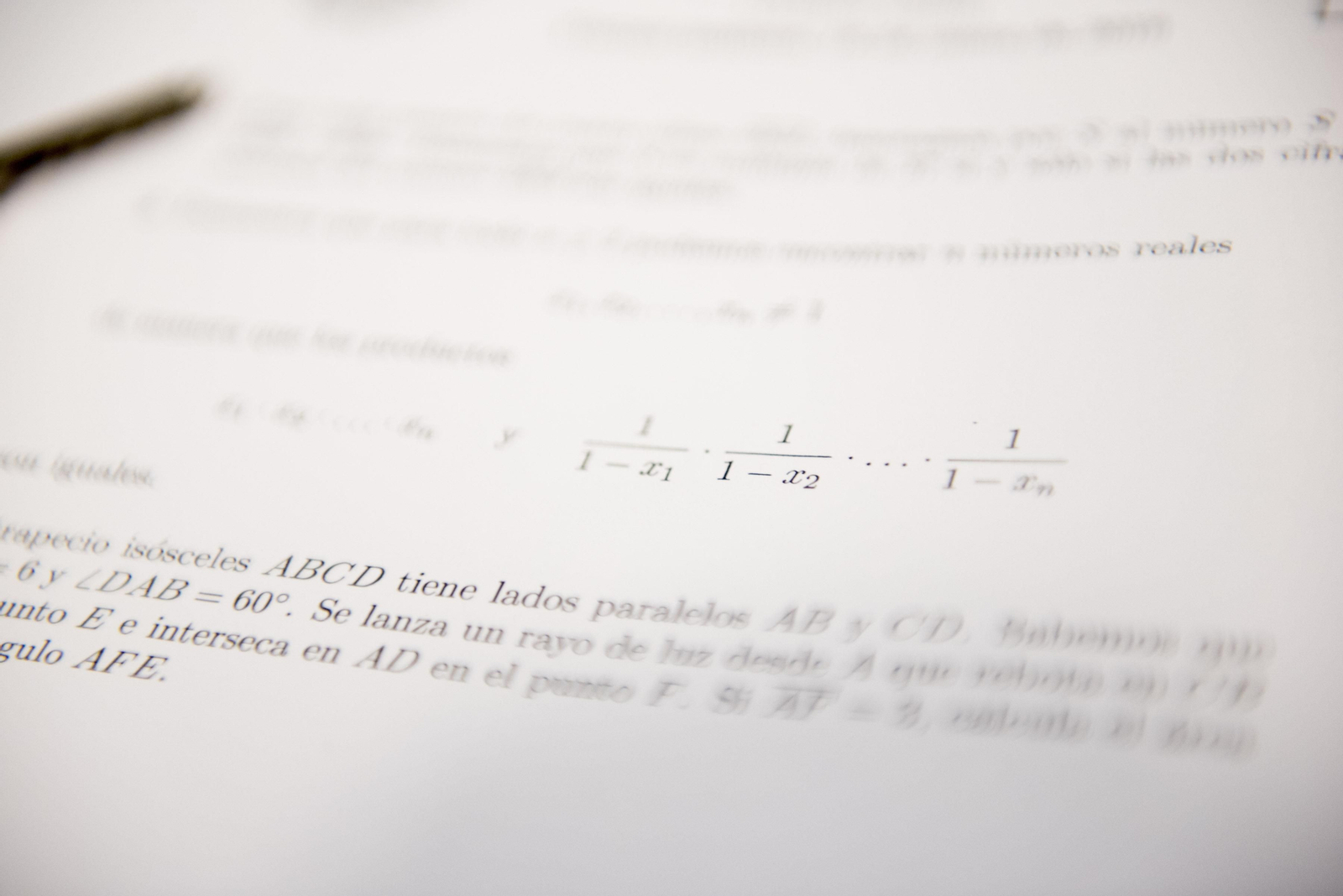 Examen de matemáticas de unas olimpiadas celebradas en 2019