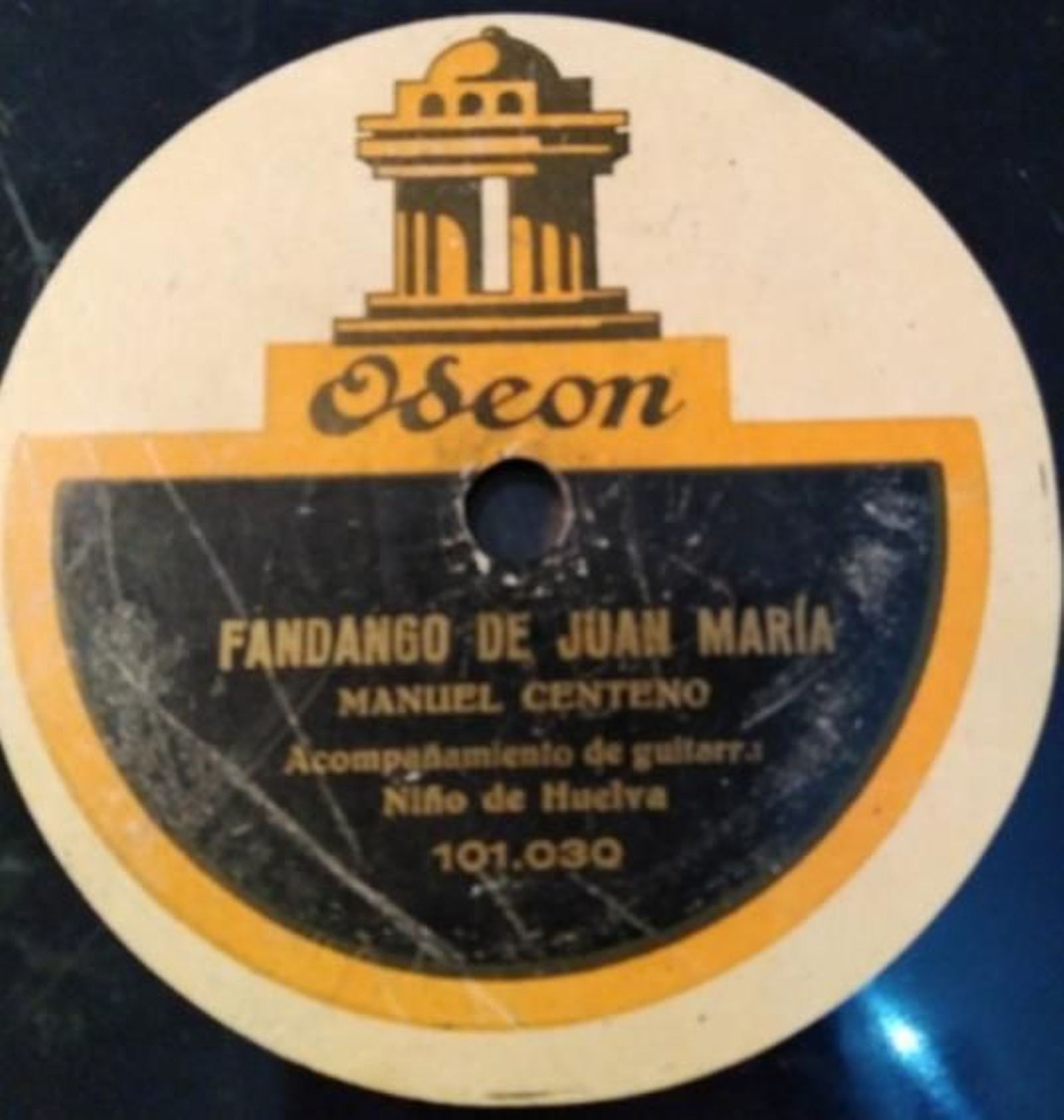 Disco M. Centeno. Fandango de Juan María Blanco, Odeón 1922