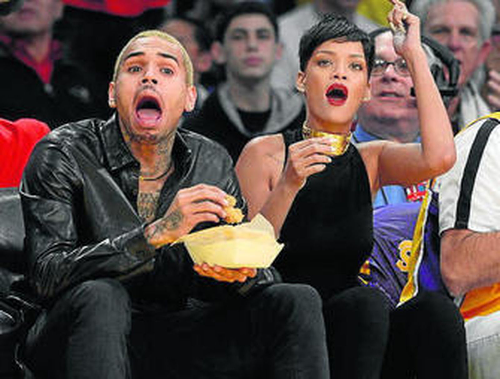 Rihanna y Chris Brown, juntos y felices en la NBA