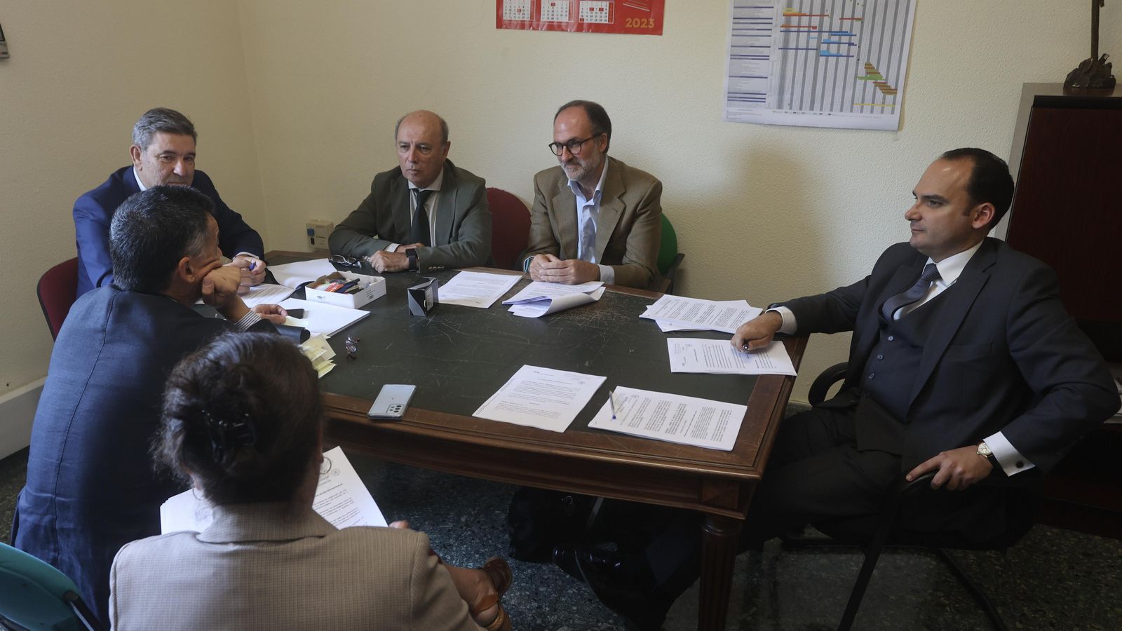 La Junta Electoral Provincial, reunida el pasado viernes en la Audiencia hispalense.