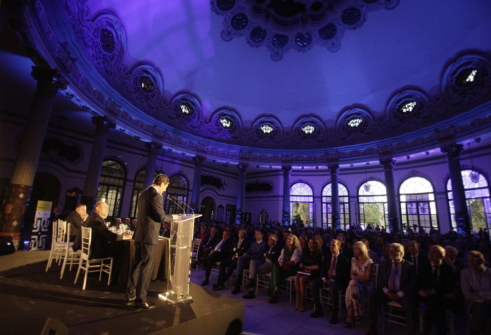 Un momento del discurso del presidente de la Junta de Andalucía, Juanma Moreno.